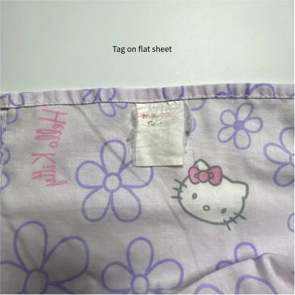 Hello Kitty Twin Sheet Set Lavender Daisy Floral Flat Fitted Sanrio